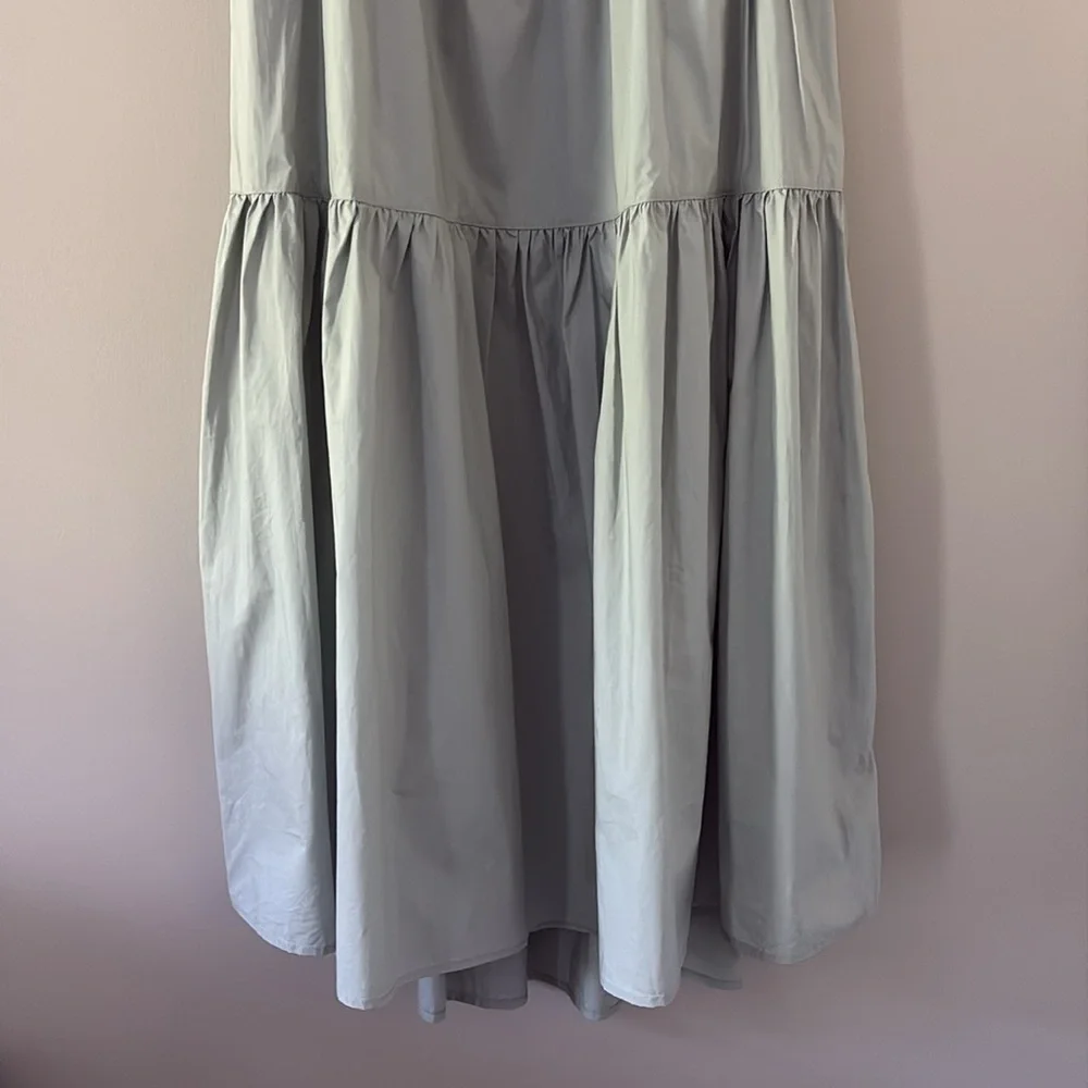 ASTR The Label llana Midi Dress Puff Sleeve Tiered‎ Skirt Tie Back Light Green M